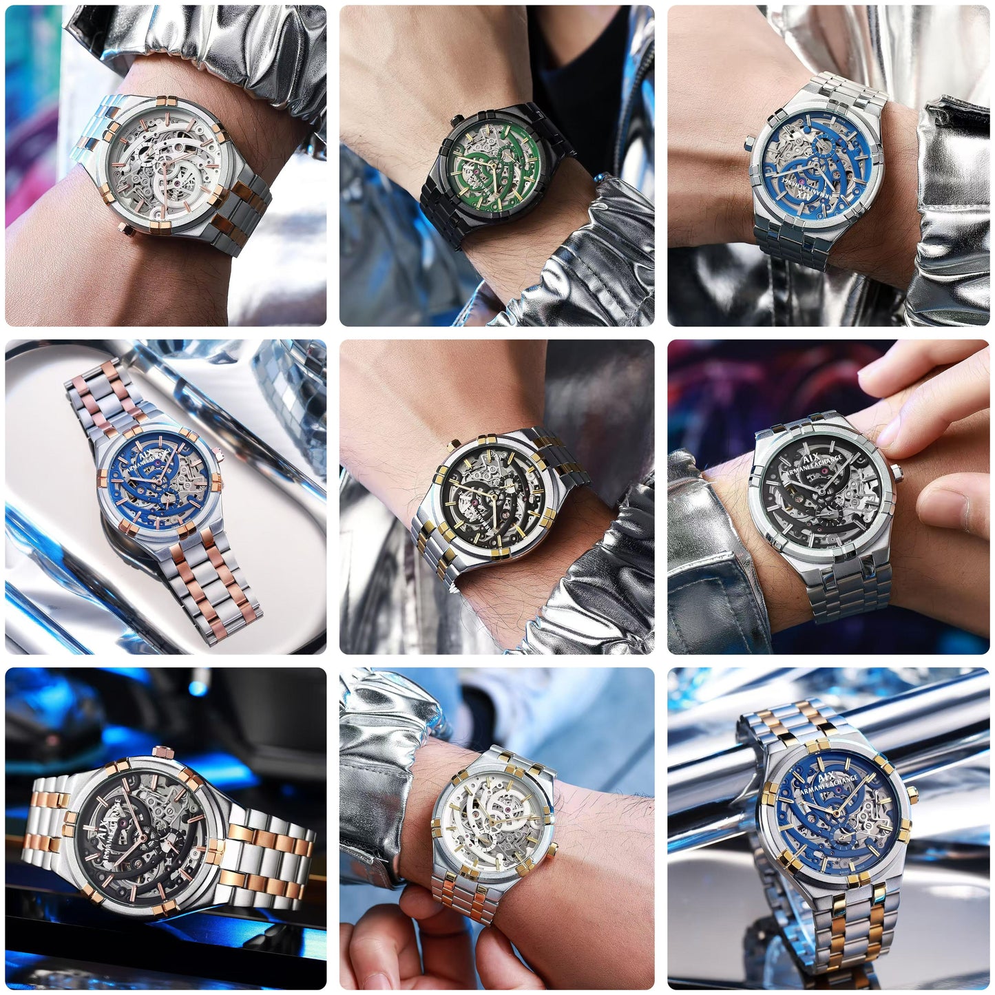 ARMANI EXCHANGE MODERN AUTOMATIC MEN'S WATCH – OPEN HEART SKELETON DIAL & STAINLESS STEEL STRAP