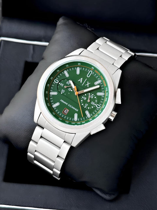 ARMANI EXCHANGE AX2862 MEN'S CHRONOGRAPH WATCH – GREEN DIAL WITH STAINLESS STEEL BRACELET