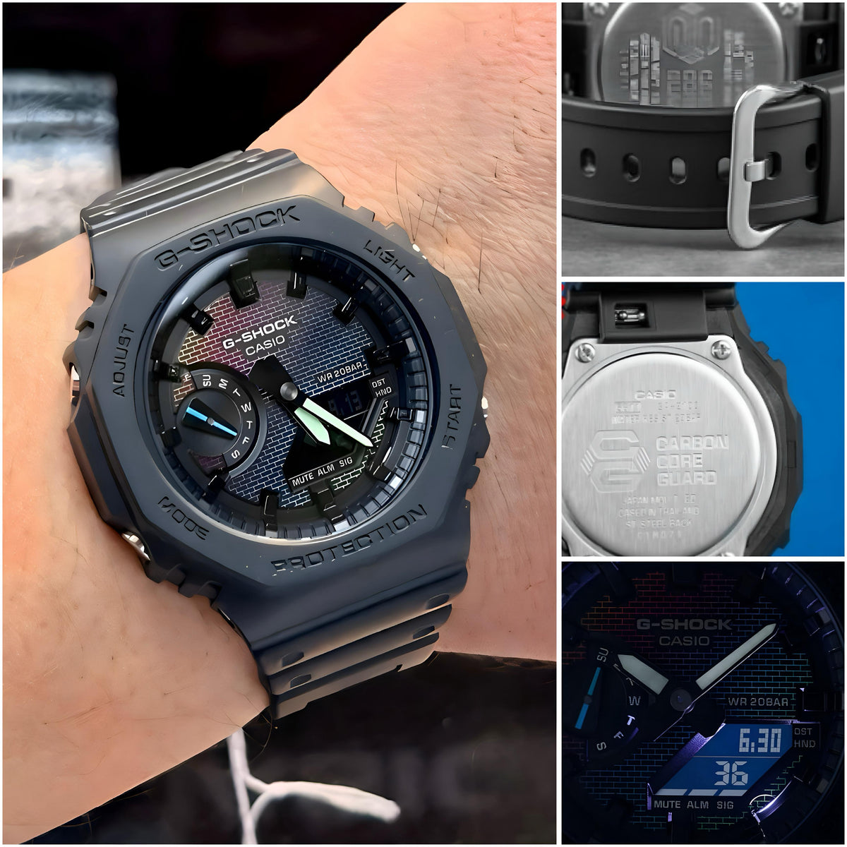 G-SHOCK CASIO OAK GA-2100RW-1A UNISEX WATCH – RAINBOW DIAL, ANALOG-DIGITAL RESIN STRAP