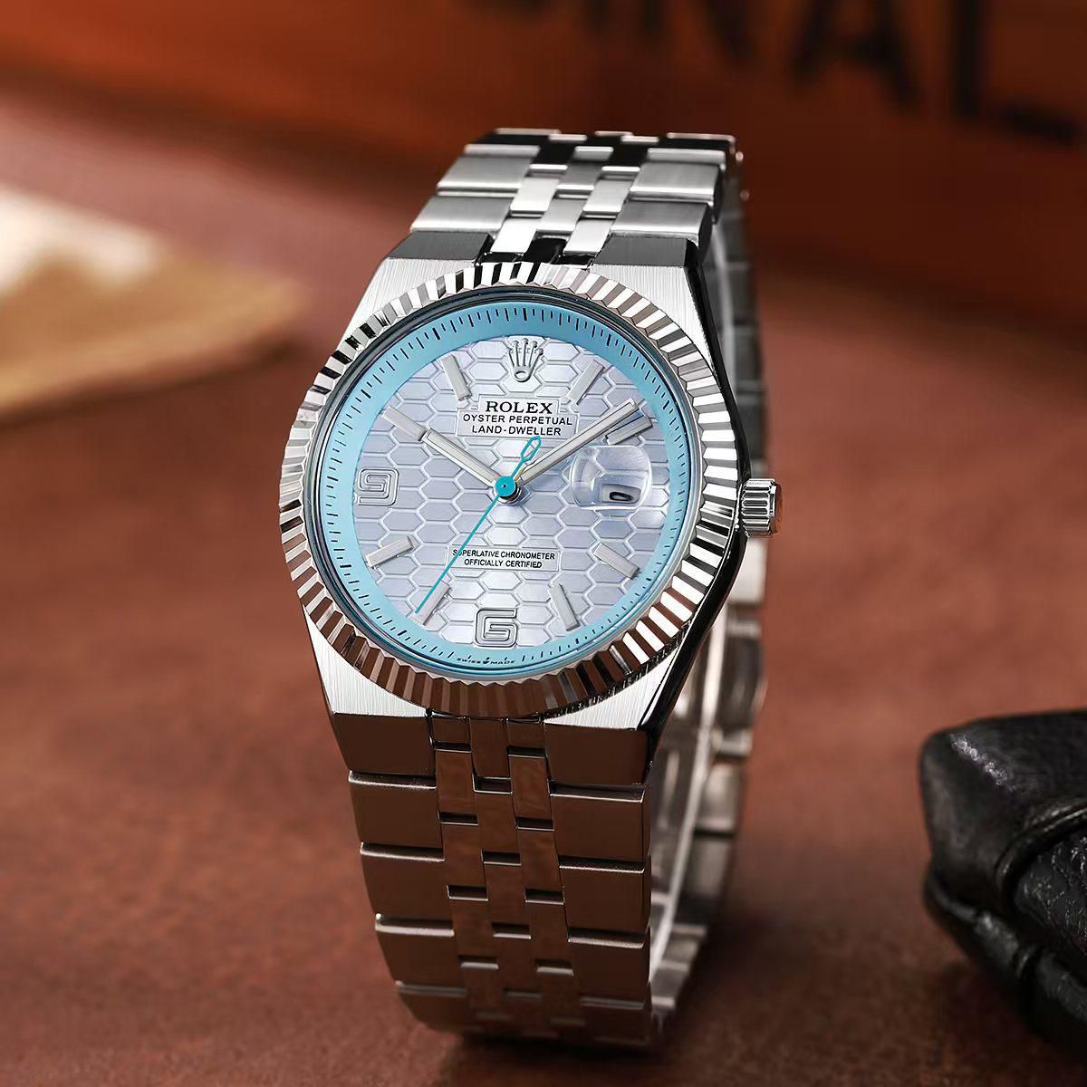 ROLEX LAND DWELLER MEN'S WATCH – SKY BLUE DIAL WITH STAINLESS STEEL BRACELET