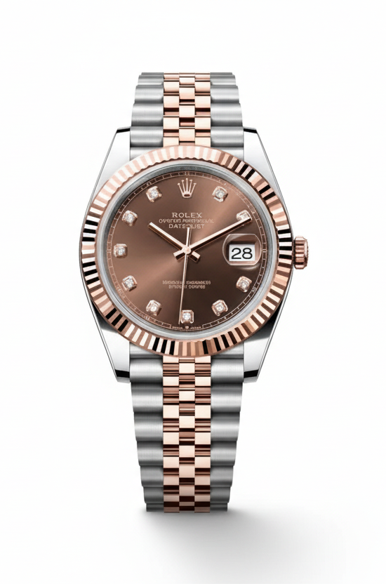 ROLEX DATEJUST MEN'S WATCH – SILVER ROSE GOLD BRACELET WITH BROWN DIAMOND DIAL
