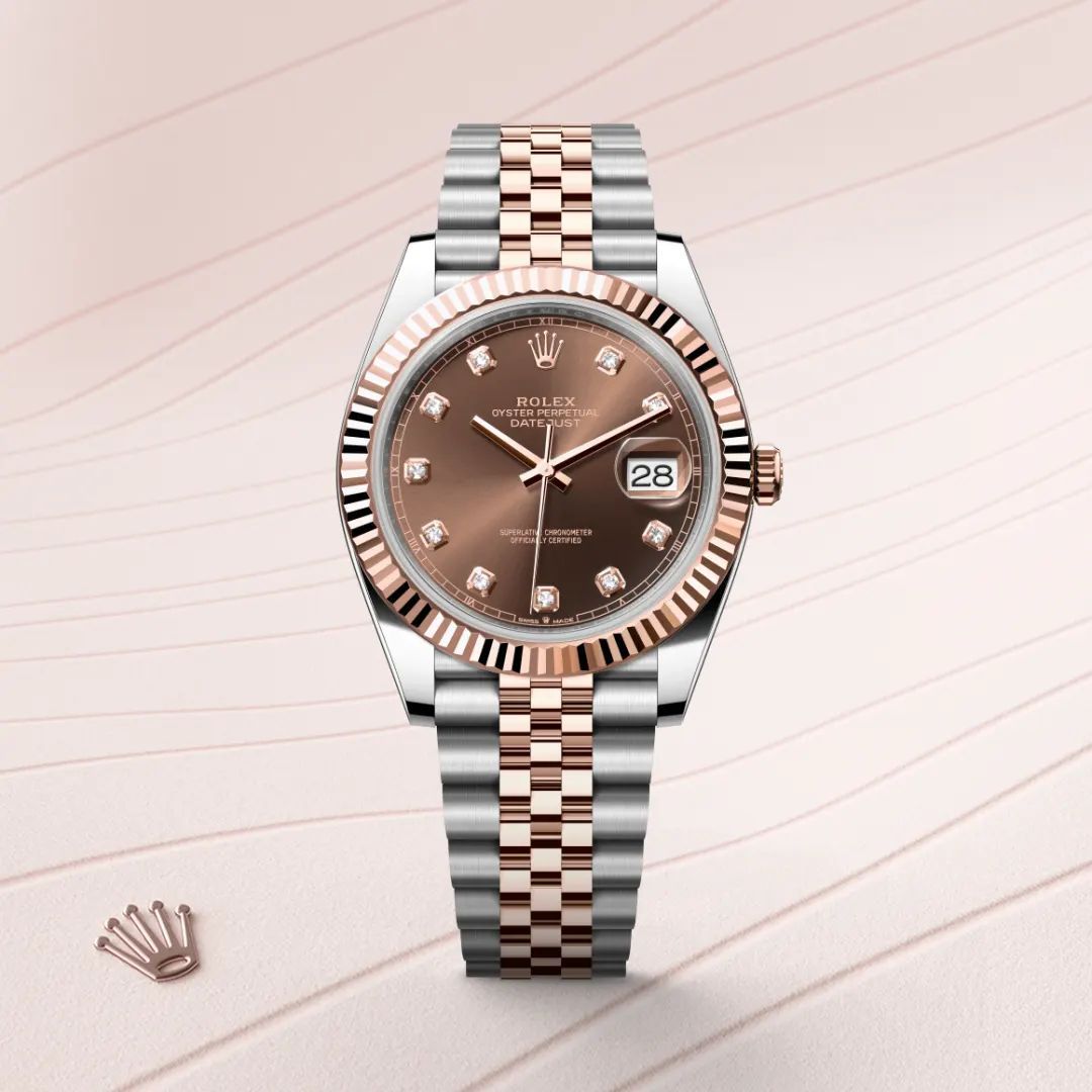 ROLEX DATEJUST MEN'S WATCH – SILVER ROSE GOLD BRACELET WITH BROWN DIAMOND DIAL