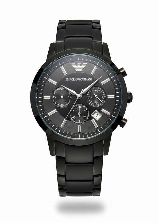 EMPORIO ARMANI RENATO AR2453 MEN'S CHRONOGRAPH WATCH – BLACK MULTIFUNCTION DIAL & STAINLESS STEEL STRAP