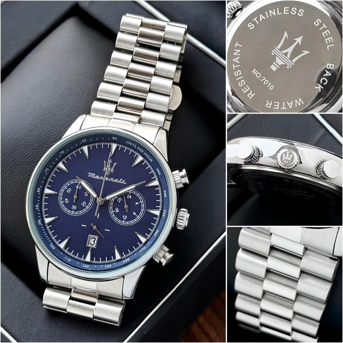 MASERATI CLASSIC CHRONOGRAPH MEN'S WATCH – 45MM BLUE DIAL, STAINLESS STEEL BRACELET