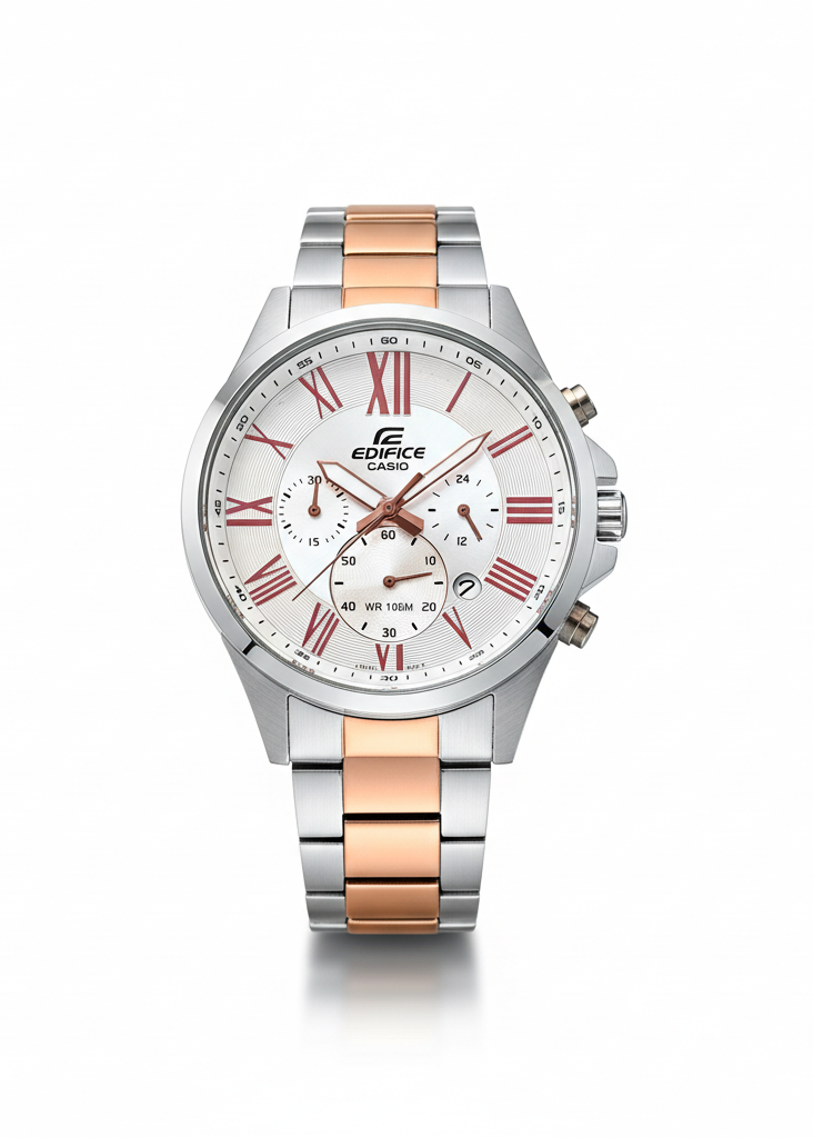 CASIO EDIFICE EFV-500SG MEN'S CHRONOGRAPH WATCH – TWO TONE BRACELET WITH ROMAN DIAL