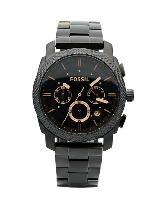 FOSSIL FS4682 MEN'S CHRONOGRAPH WATCH – BLACK MATTE DIAL WITH STAINLESS STEEL BRACELET