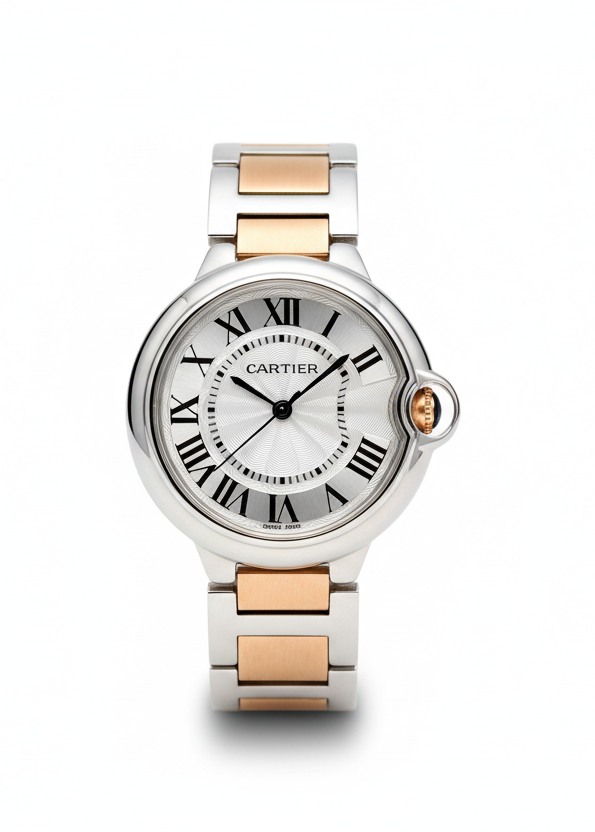 CARTIER BALLON BLEU WOMEN'S WATCH – 33MM SILVER DIAL, DUAL TONE STAINLESS STEEL BRACELET