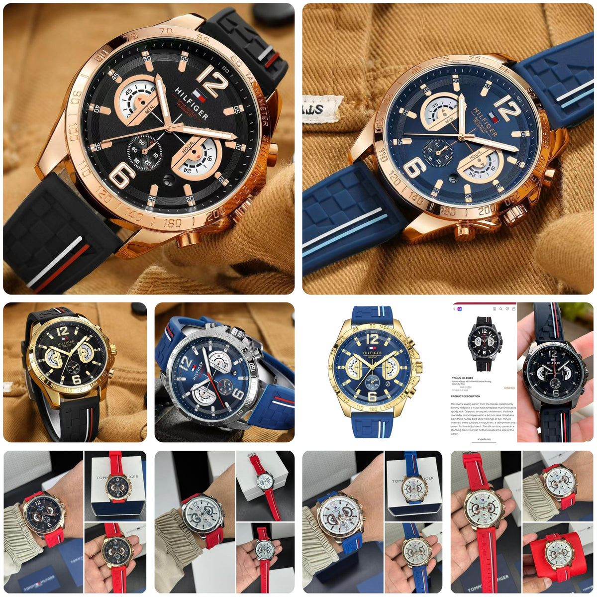 TOMMY HILFIGER DECKER MEN'S CHRONOGRAPH WATCH – BLACK DIAL WITH SILICON STRAP
