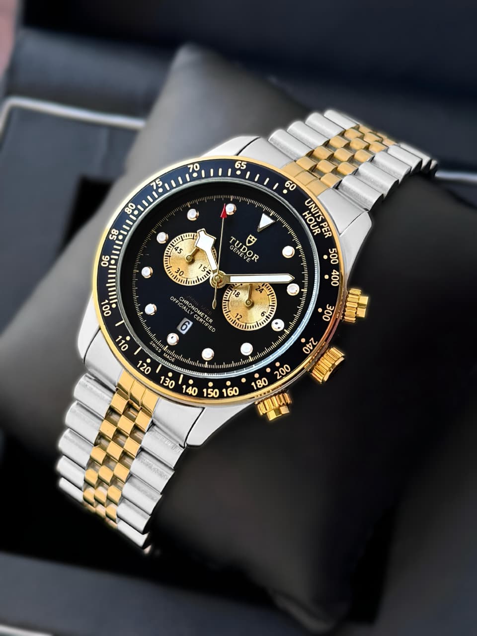 TUDOR BLACK BAY CHRONO MEN'S WATCH – 42MM BLACK DIAL, DUAL TONE STAINLESS STEEL BRACELET