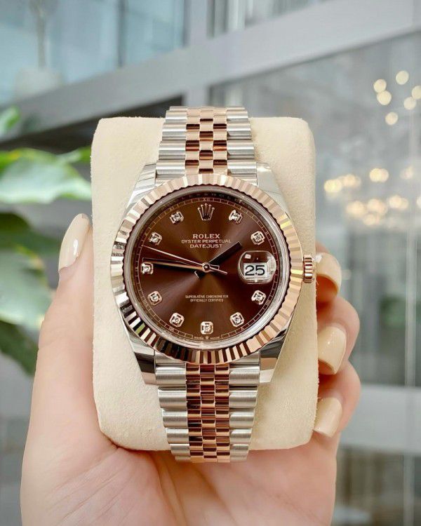 ROLEX DATEJUST MEN'S WATCH – SILVER ROSE GOLD BRACELET WITH BROWN DIAMOND DIAL