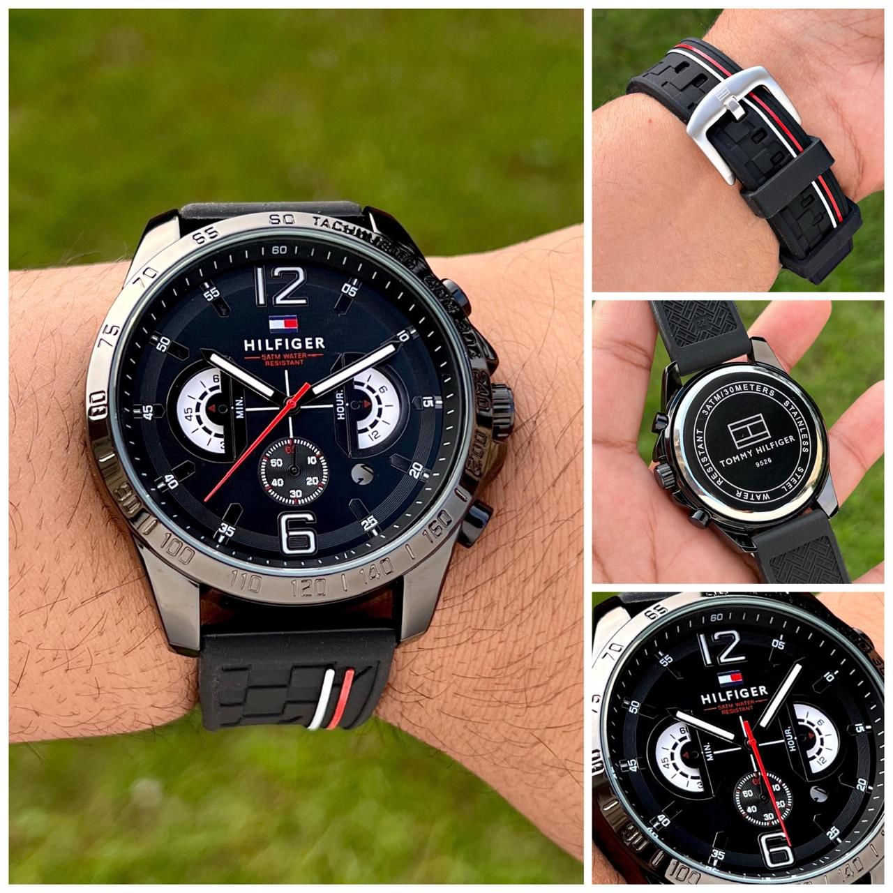 TOMMY HILFIGER DECKER MEN'S CHRONOGRAPH WATCH – BLACK DIAL WITH SILICON STRAP