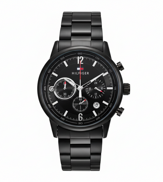 TOMMY HILFIGER EVAN MEN'S CHRONOGRAPH WATCH – BLACK MULTIFUNCTION DIAL WITH STAINLESS STEEL BRACELET