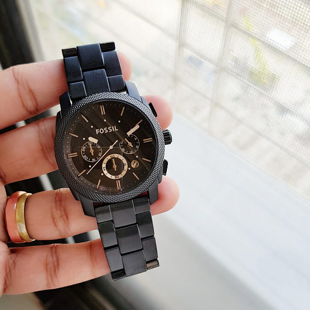FOSSIL FS4682 MEN'S CHRONOGRAPH WATCH – BLACK MATTE DIAL WITH STAINLESS STEEL BRACELET