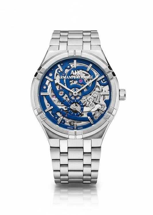 ARMANI EXCHANGE MODERN AUTOMATIC MEN'S WATCH – OPEN HEART SKELETON DIAL & STAINLESS STEEL STRAP