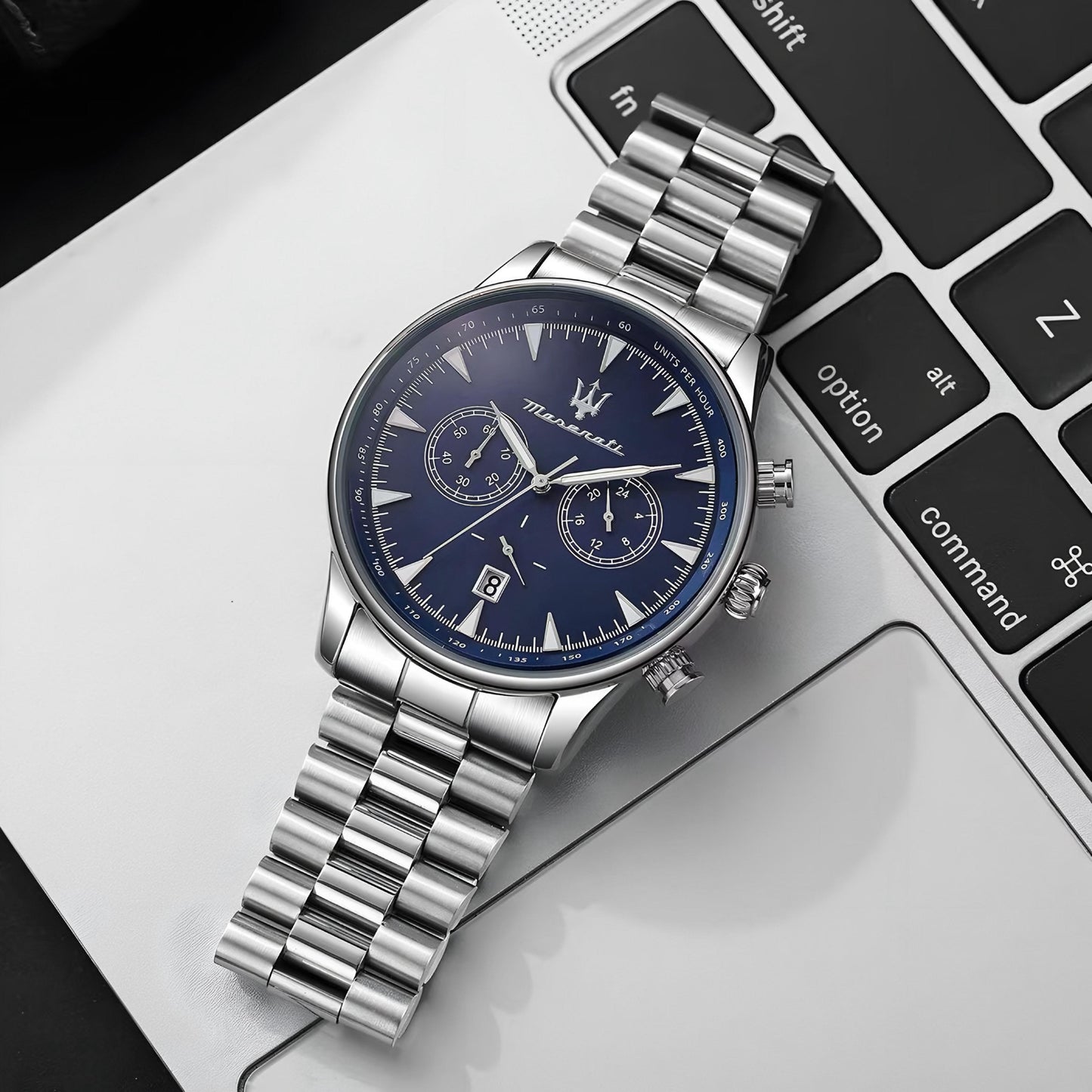 MASERATI CLASSIC CHRONOGRAPH MEN'S WATCH – 45MM BLUE DIAL, STAINLESS STEEL BRACELET