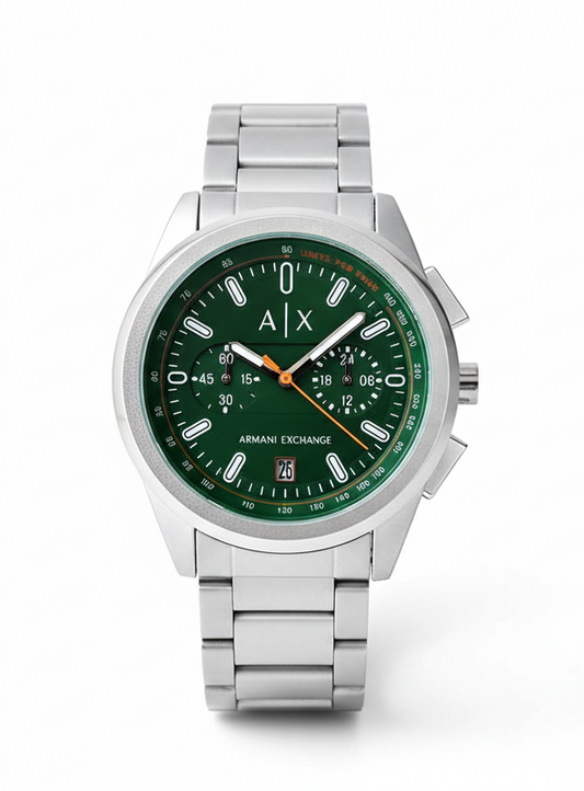 ARMANI EXCHANGE AX2862 MEN'S CHRONOGRAPH WATCH – GREEN DIAL WITH STAINLESS STEEL BRACELET