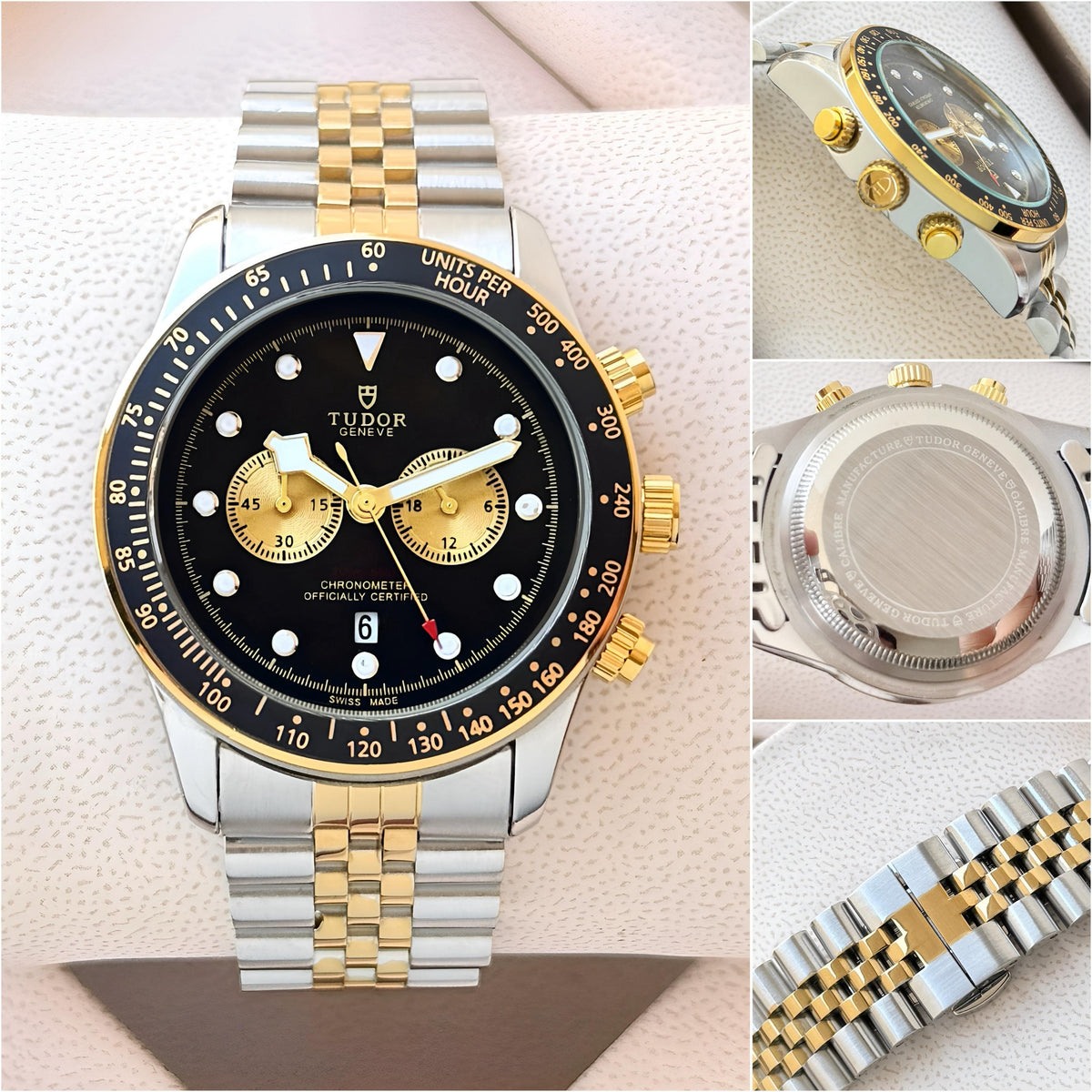 TUDOR BLACK BAY CHRONO MEN'S WATCH – 42MM BLACK DIAL, DUAL TONE STAINLESS STEEL BRACELET
