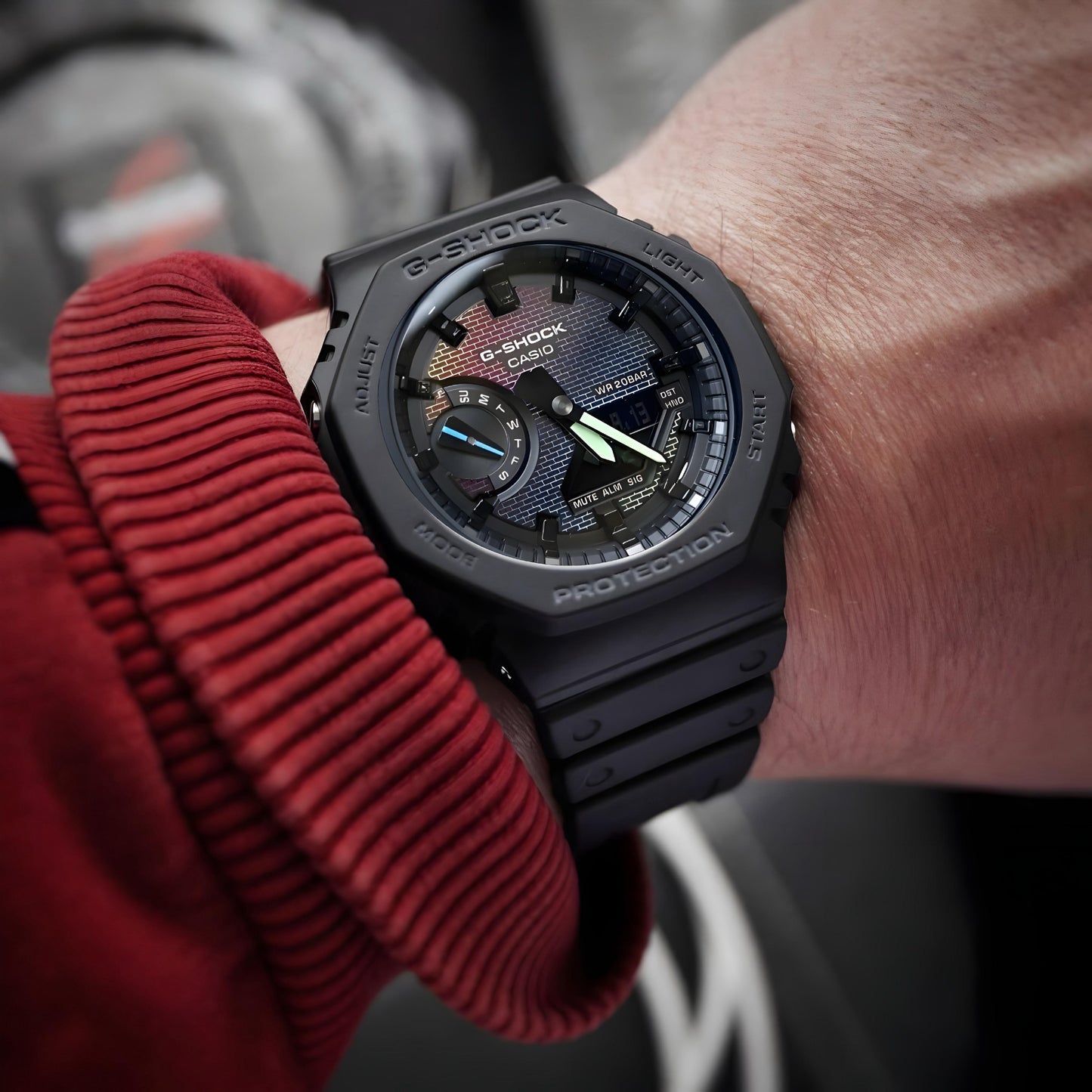 G-SHOCK CASIO OAK GA-2100RW-1A UNISEX WATCH – RAINBOW DIAL, ANALOG-DIGITAL RESIN STRAP